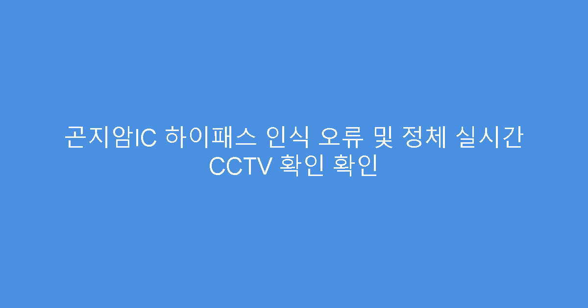 곤지암IC 하이패스 인식 오류 및 정체 실시간 CCTV 확인 확인