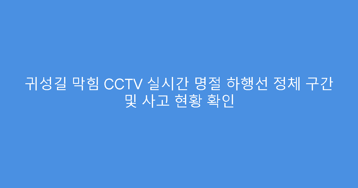 귀성길 막힘 CCTV 실시간 명절 하행선 정체 구간 및 사고 현황 확인
