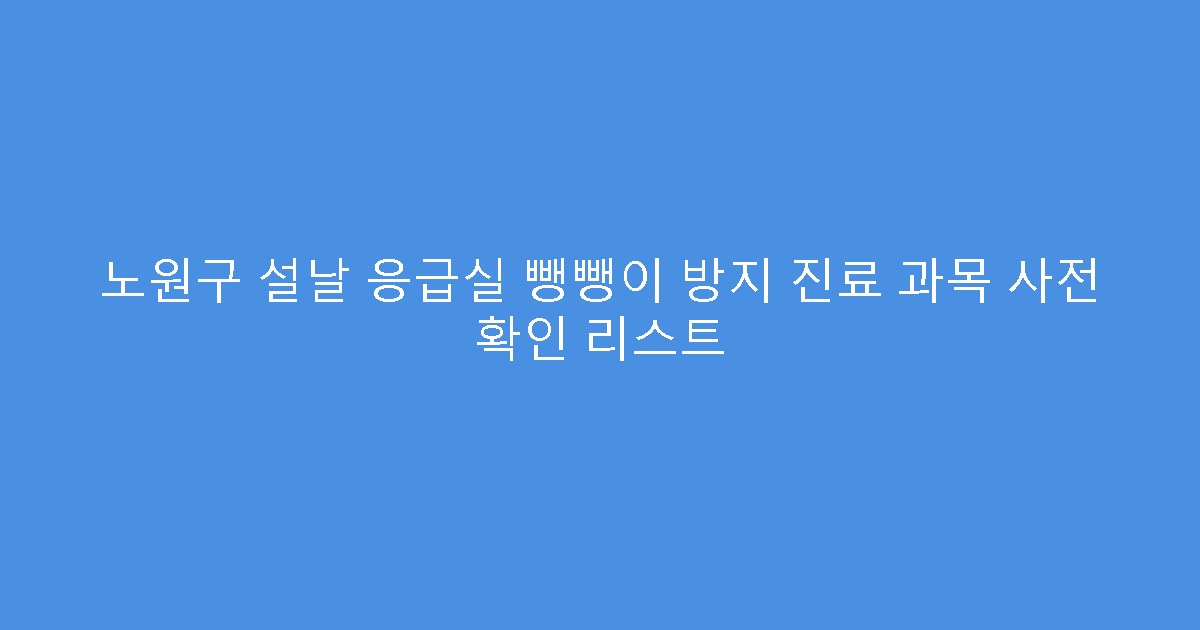 노원구 설날 응급실 뺑뺑이 방지 진료 과목 사전 확인 리스트