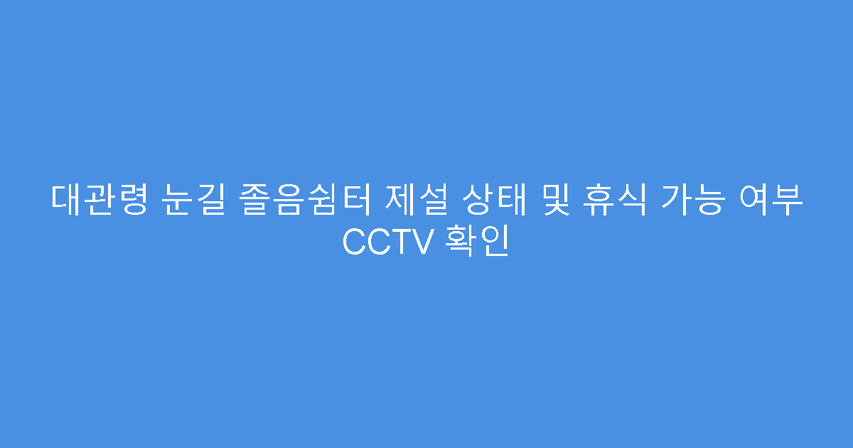 대관령 눈길 졸음쉼터 제설 상태 및 휴식 가능 여부 CCTV 확인
