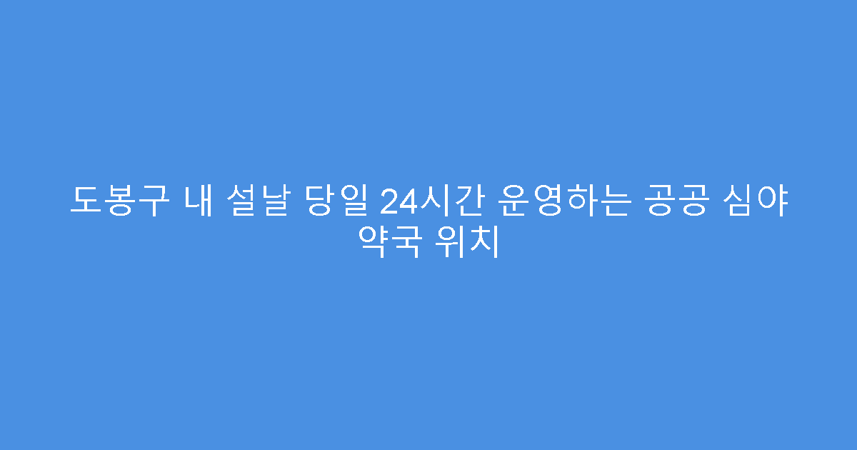 도봉구 내 설날 당일 24시간 운영하는 공공 심야 약국 위치