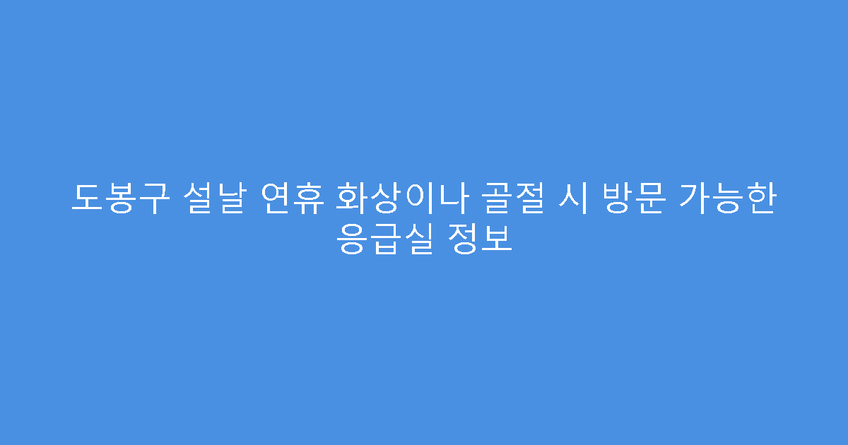 도봉구 설날 연휴 화상이나 골절 시 방문 가능한 응급실 정보