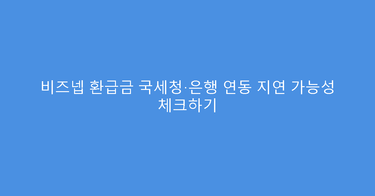 비즈넵 환급금 국세청·은행 연동 지연 가능성 체크하기