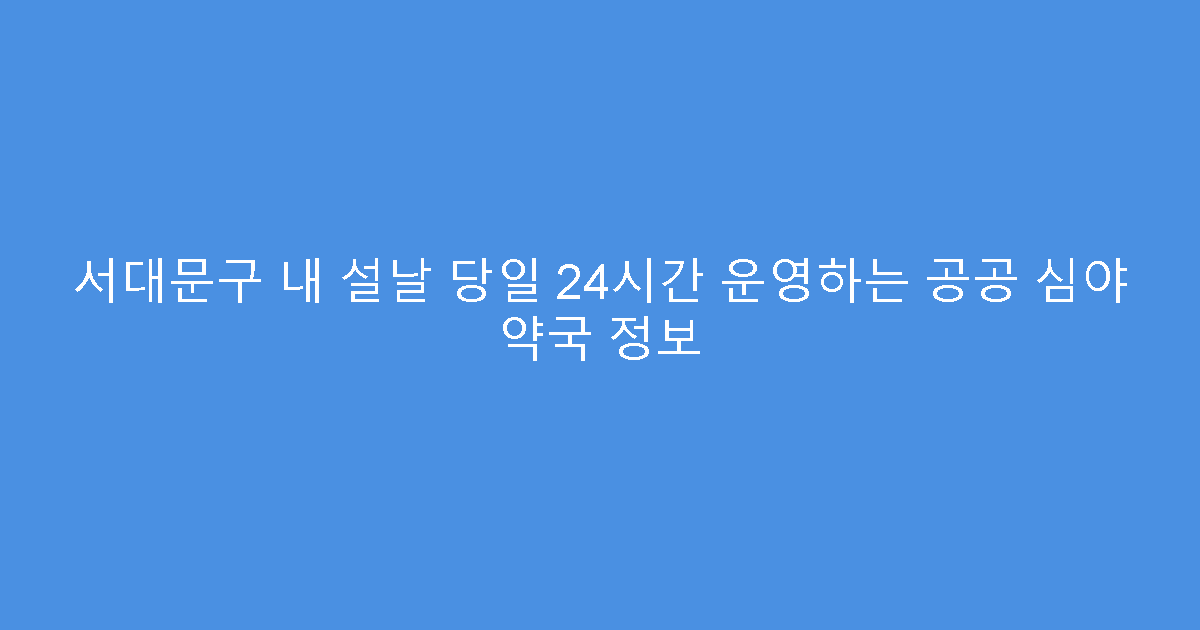 서대문구 내 설날 당일 24시간 운영하는 공공 심야 약국 정보