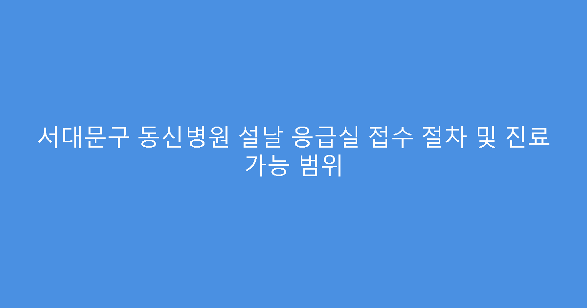 서대문구 동신병원 설날 응급실 접수 절차 및 진료 가능 범위