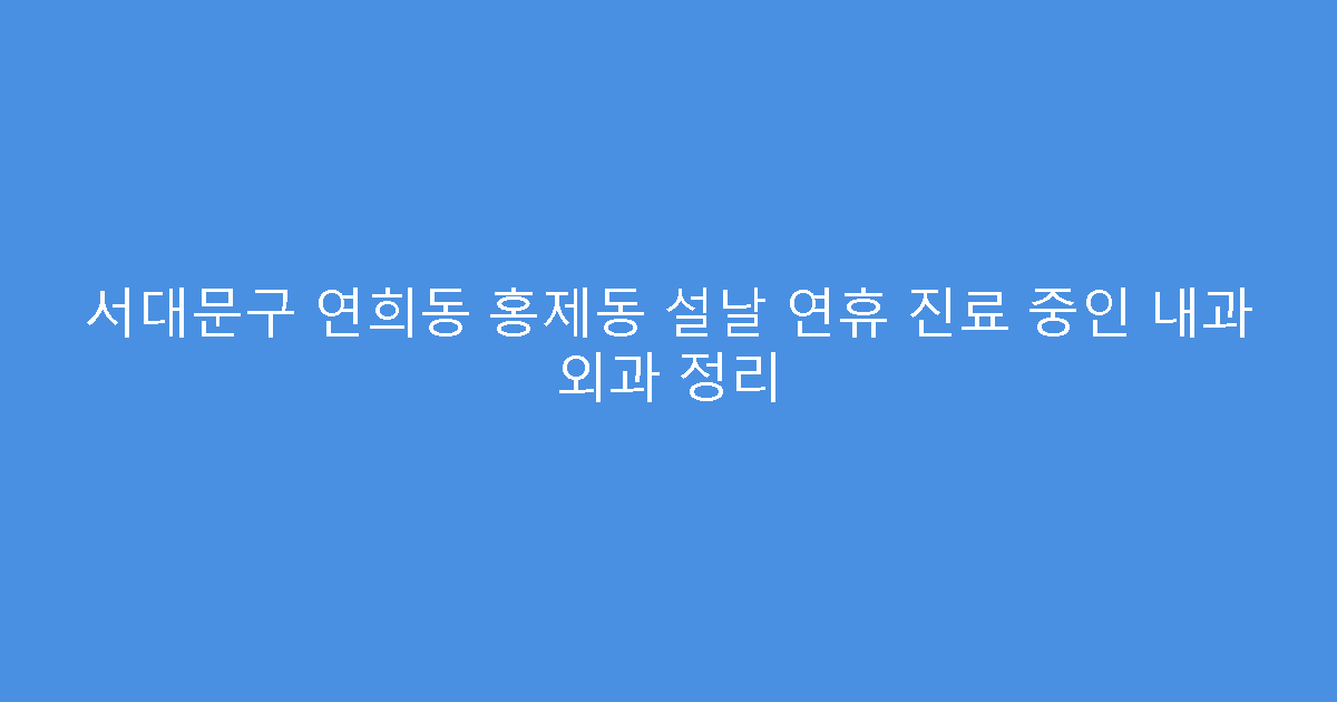 서대문구 연희동 홍제동 설날 연휴 진료 중인 내과 외과 정리