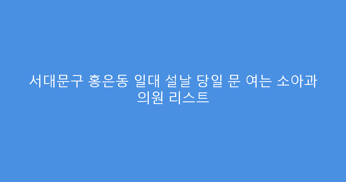 서대문구 홍은동 일대 설날 당일 문 여는 소아과 의원 리스트