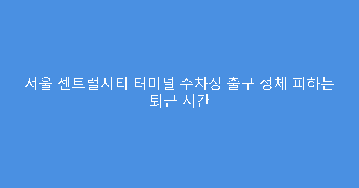 서울 센트럴시티 터미널 주차장 출구 정체 피하는 퇴근 시간