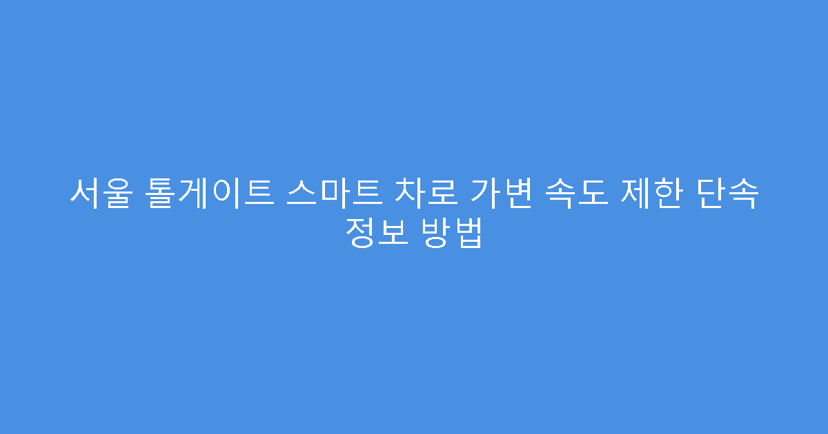 서울 톨게이트 스마트 차로 가변 속도 제한 단속 정보 방법