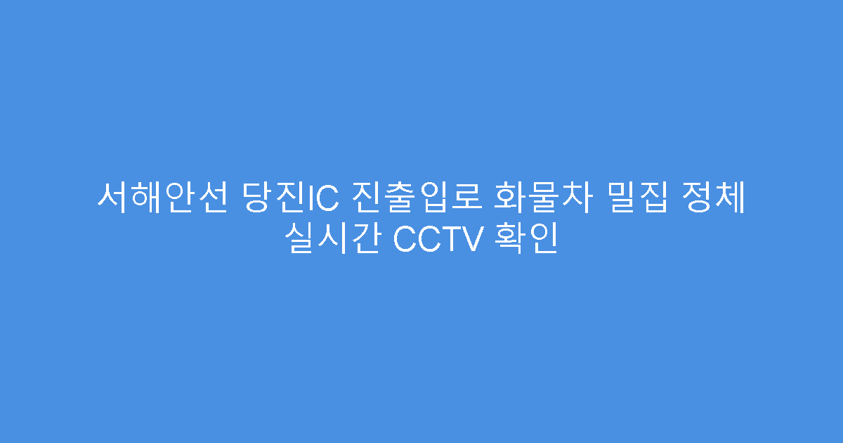 서해안선 당진IC 진출입로 화물차 밀집 정체 실시간 CCTV 확인