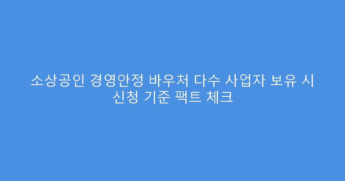 소상공인 경영안정 바우처 다수 사업자 보유 시 신청 기준 팩트 체크