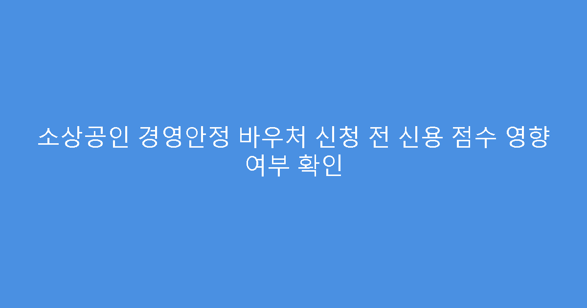 소상공인 경영안정 바우처 신청 전 신용 점수 영향 여부 확인