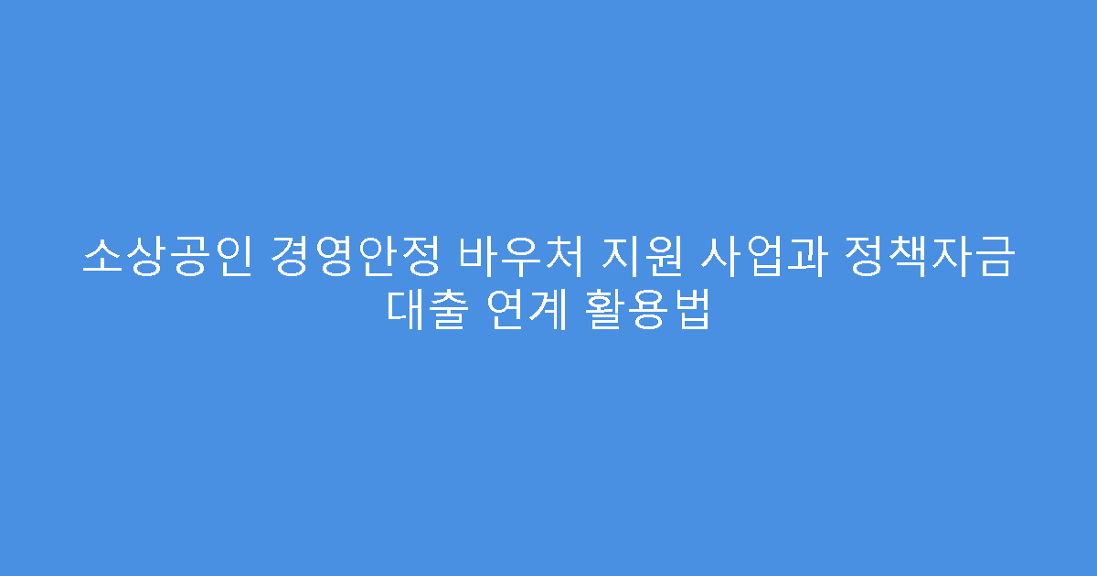 소상공인 경영안정 바우처 지원 사업과 정책자금 대출 연계 활용법