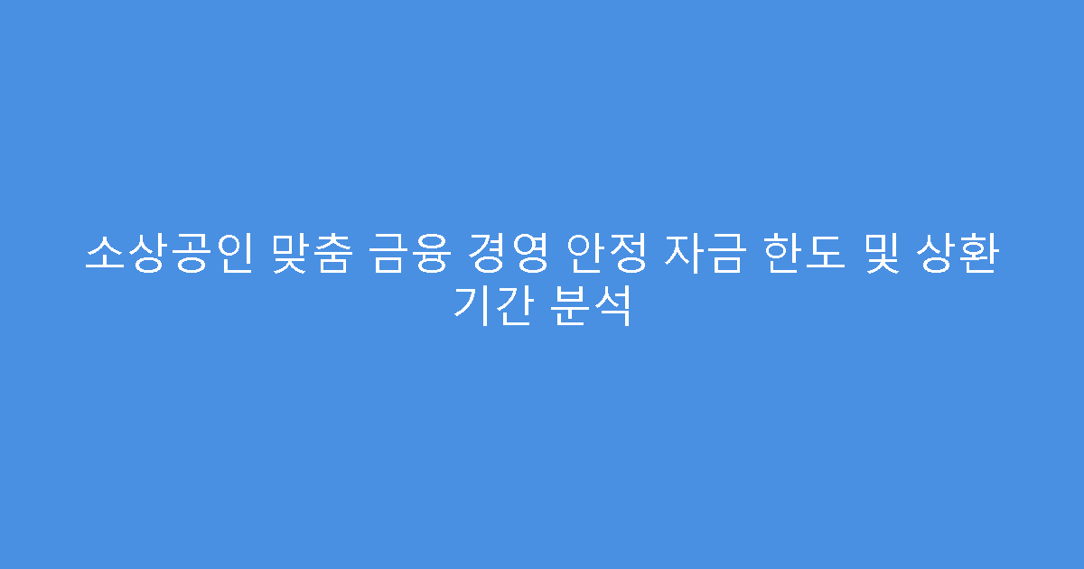 소상공인 맞춤 금융 경영 안정 자금 한도 및 상환 기간 분석