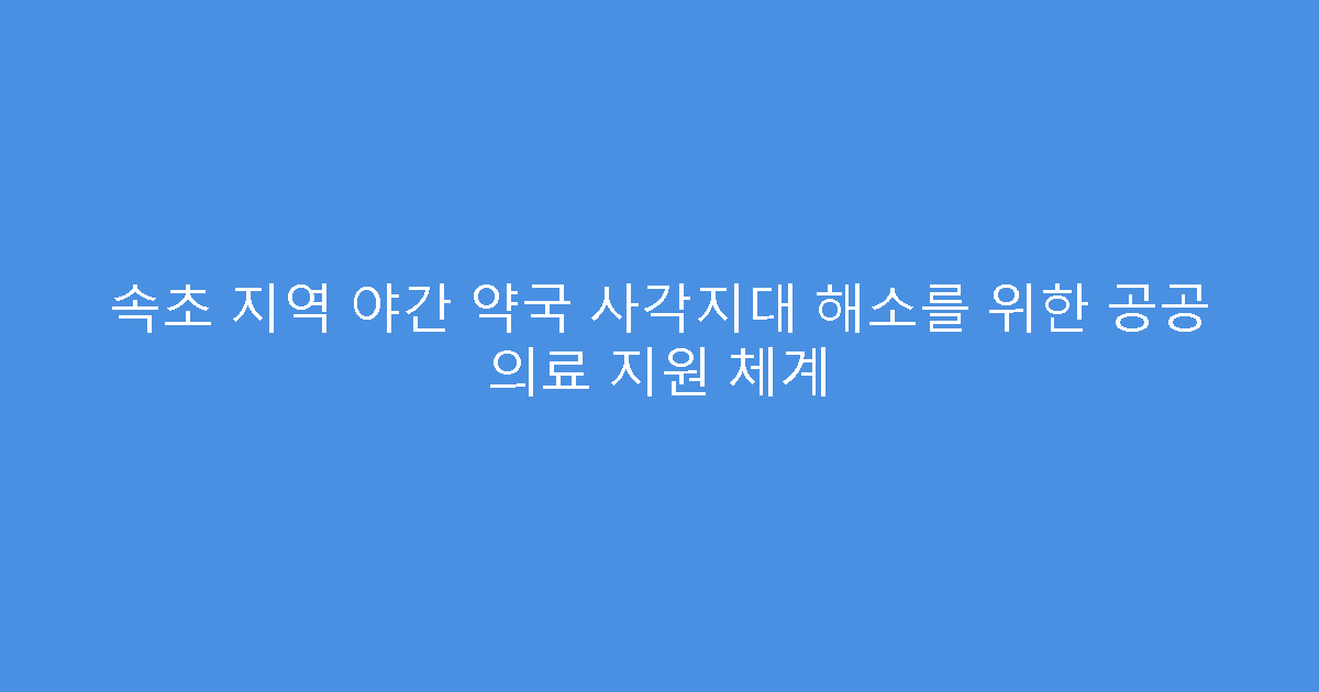 속초 지역 야간 약국 사각지대 해소를 위한 공공 의료 지원 체계