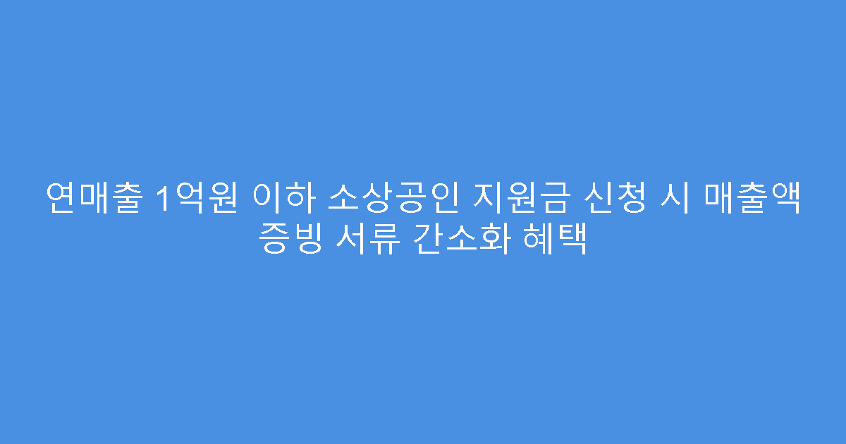 연매출 1억원 이하 소상공인 지원금 신청 시 매출액 증빙 서류 간소화 혜택