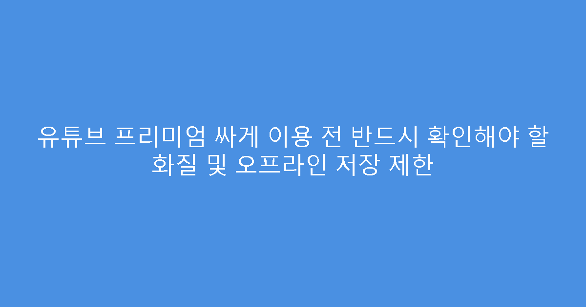 유튜브 프리미엄 싸게 이용 전 반드시 확인해야 할 화질 및 오프라인 저장 제한
