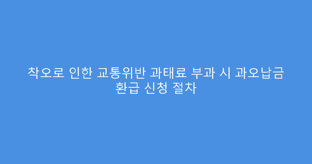 착오로 인한 교통위반 과태료 부과 시 과오납금 환급 신청 절차