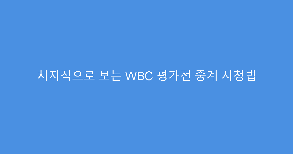치지직으로 보는 WBC 평가전 중계 시청법