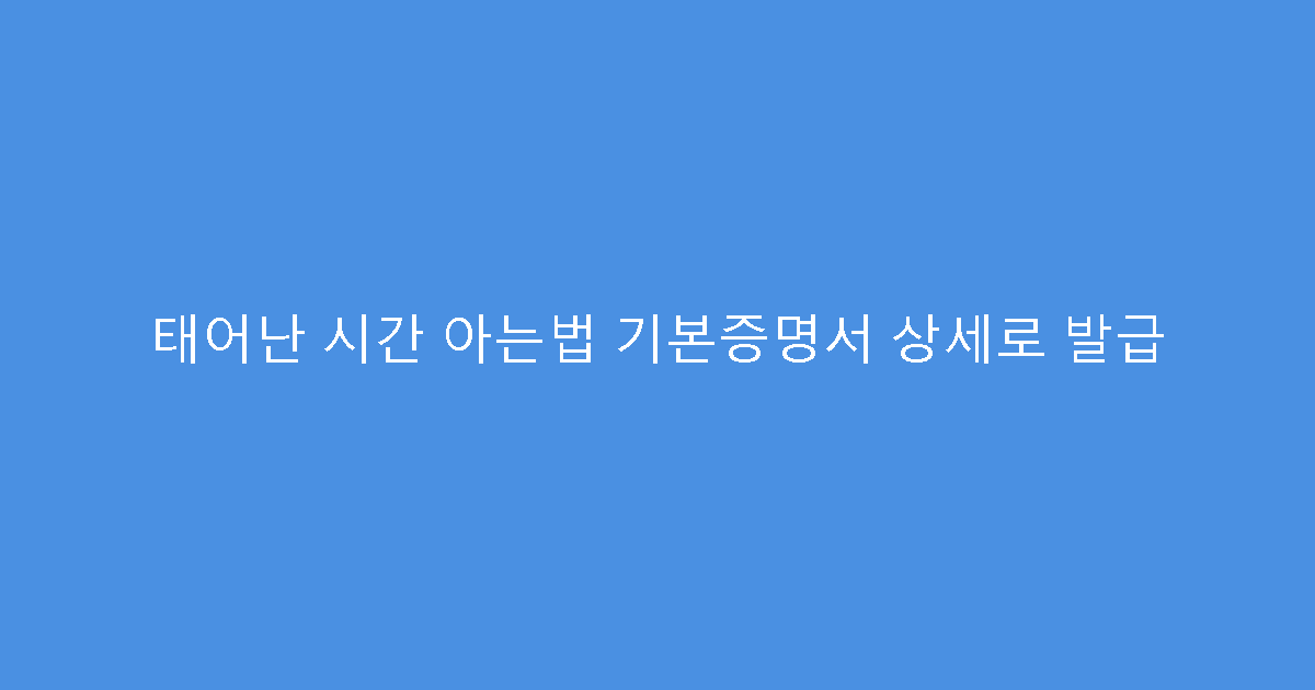 태어난 시간 아는법 기본증명서 상세로 발급