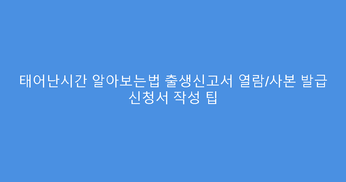 태어난시간 알아보는법 출생신고서 열람/사본 발급 신청서 작성 팁