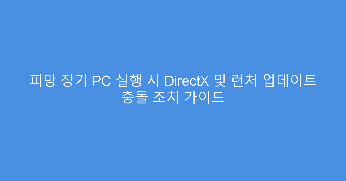 피망 장기 PC 실행 시 DirectX 및 런처 업데이트 충돌 조치 가이드