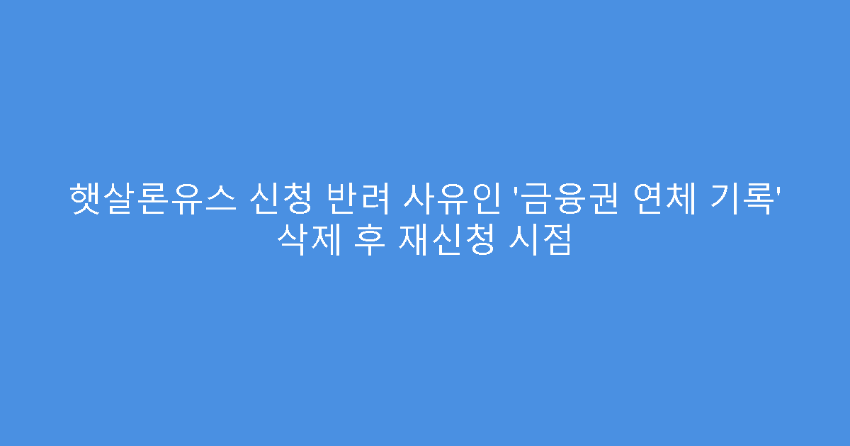 햇살론유스 신청 반려 사유인 ‘금융권 연체 기록’ 삭제 후 재신청 시점