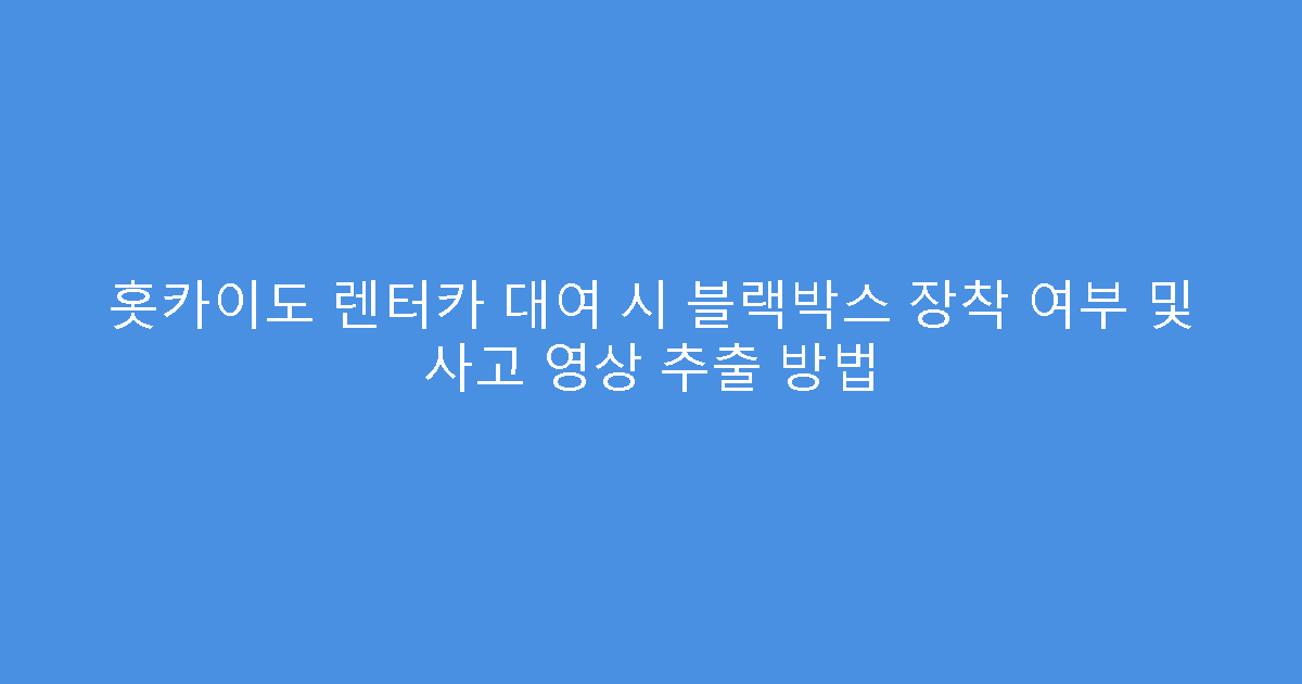 홋카이도 렌터카 대여 시 블랙박스 장착 여부 및 사고 영상 추출 방법