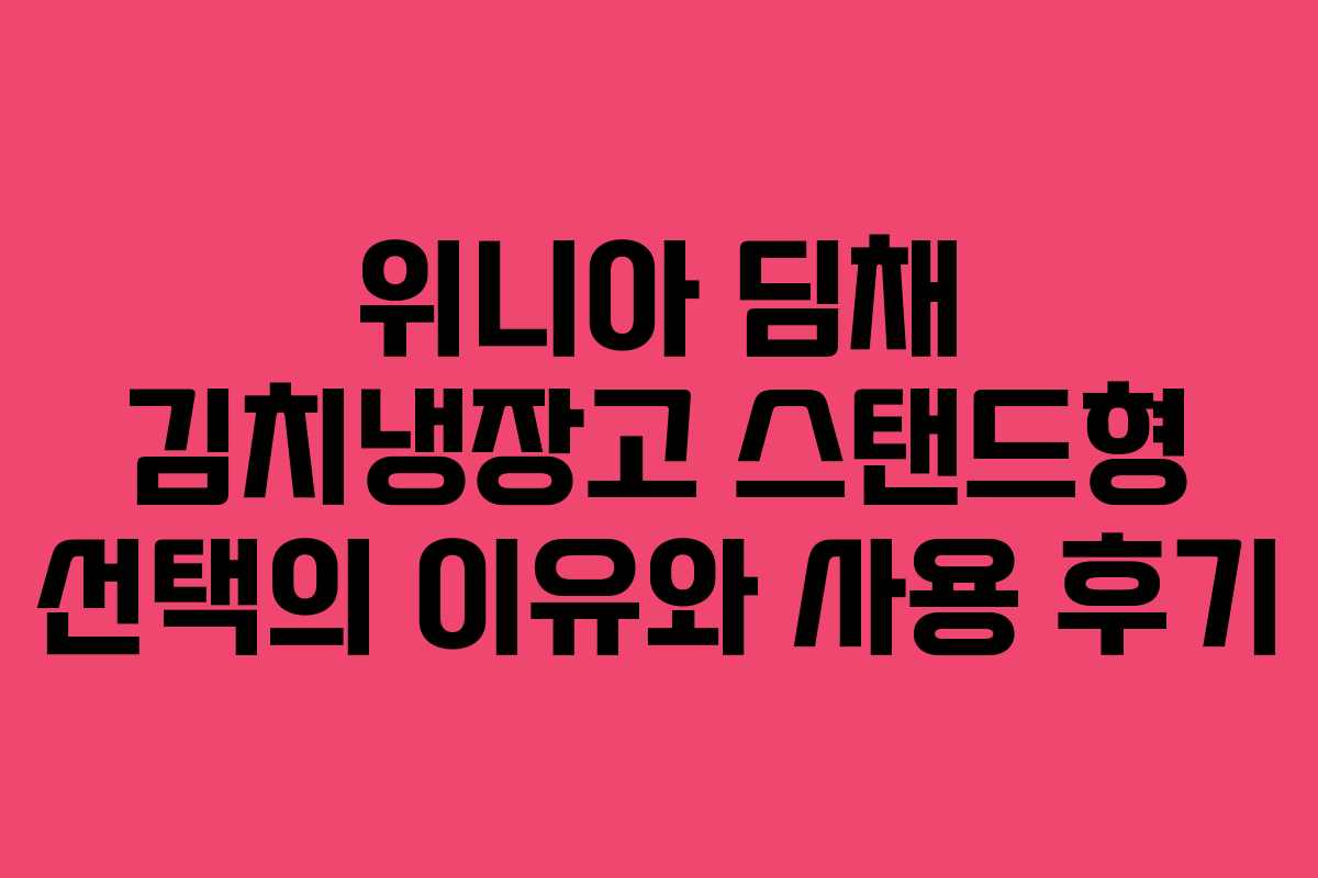 위니아 딤채 김치냉장고 스탠드형 선택의 이유와 사용 후기