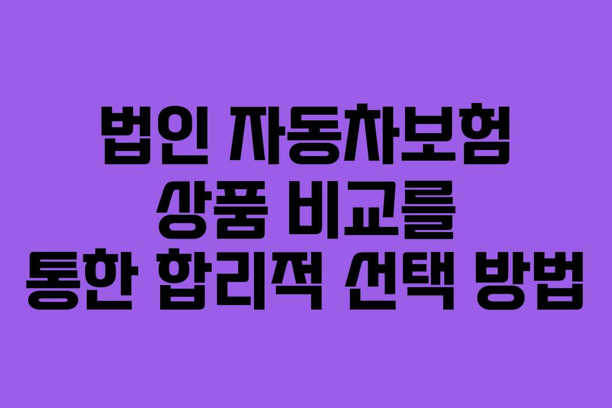 법인 자동차보험 상품 비교를 통한 합리적 선택 방법