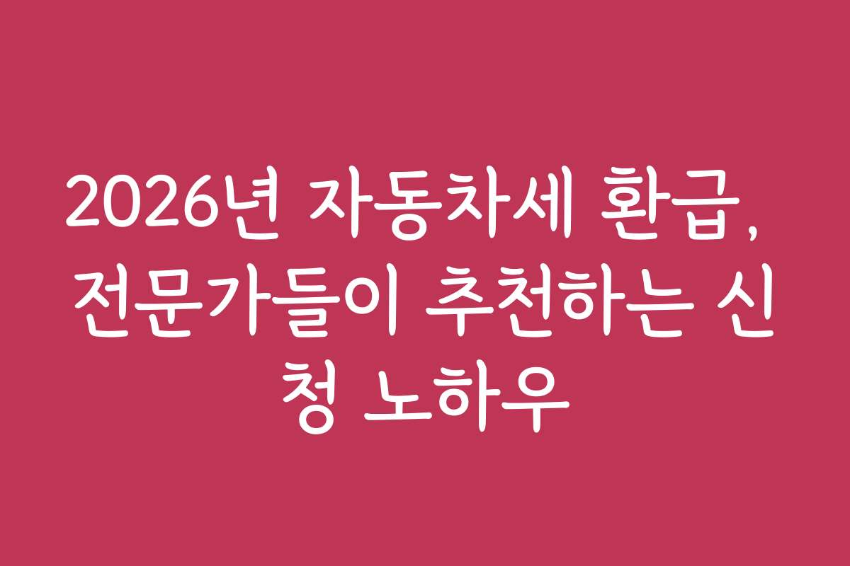 2026년 자동차세 환급, 전문가들이 추천하는 신청 노하우