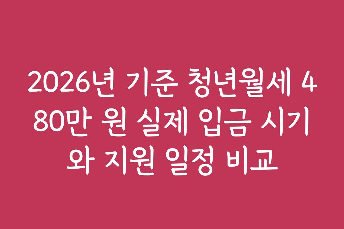 2026년 기준 청년월세 480만 원 실제 입금 시기와 지원 일정 비교