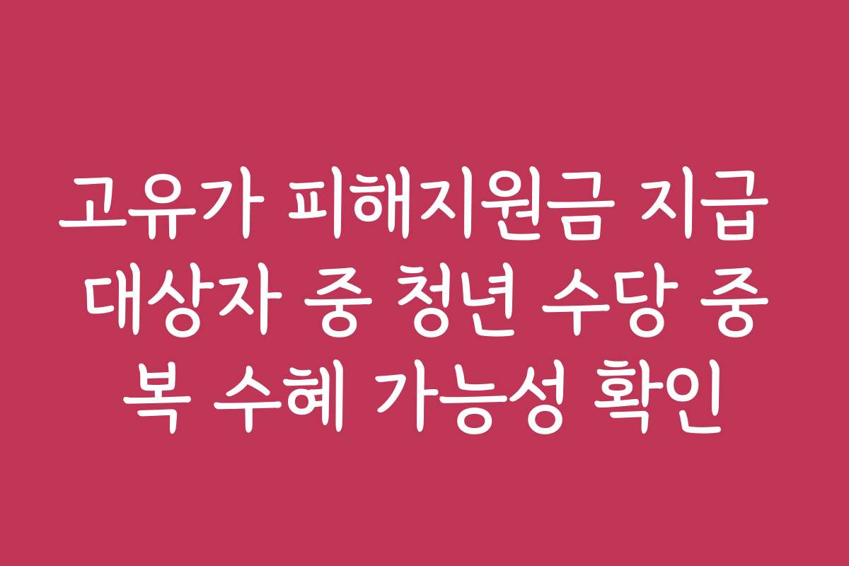 고유가 피해지원금 지급 대상자 중 청년 수당 중복 수혜 가능성 확인