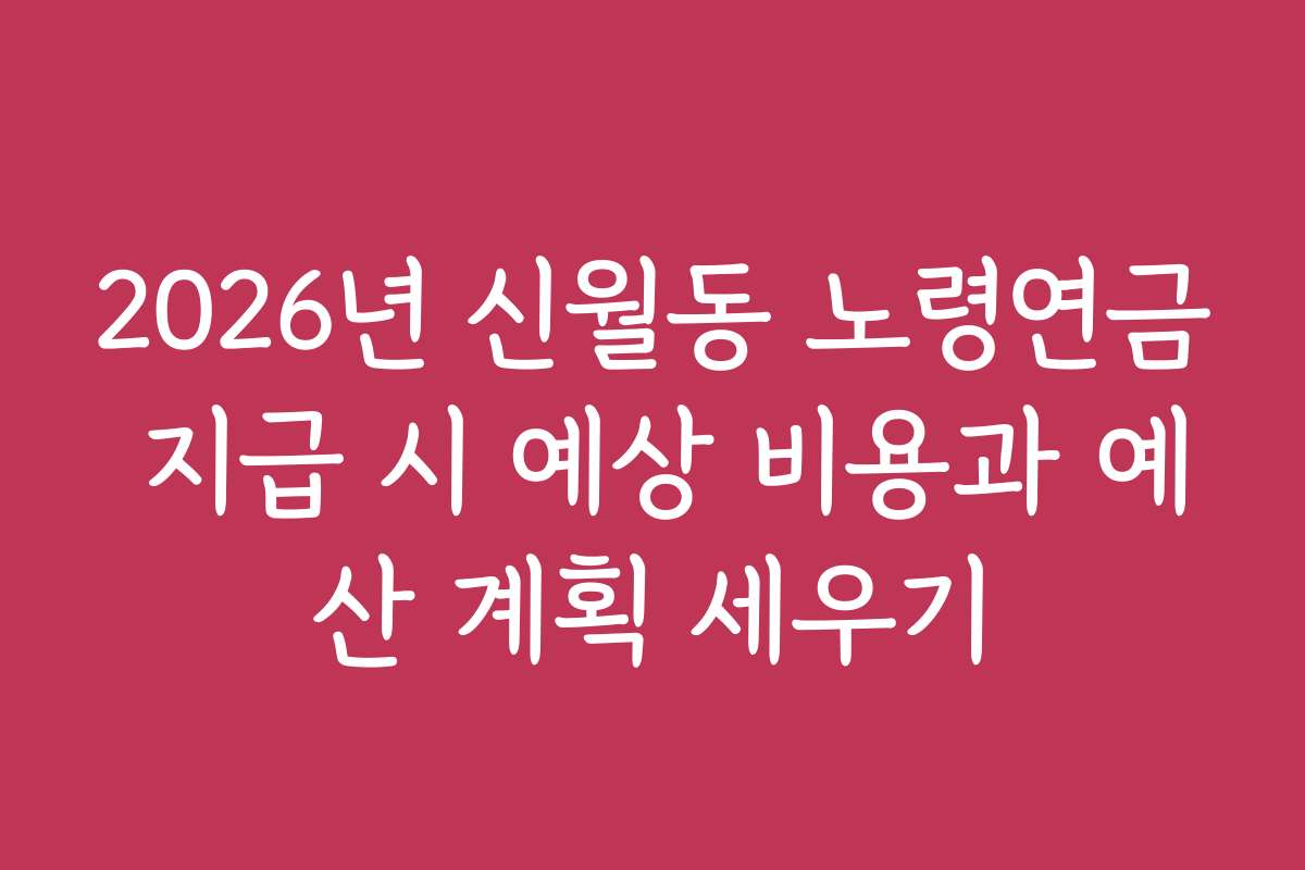 2026년 신월동 노령연금 지급 시 예상 비용과 예산 계획 세우기