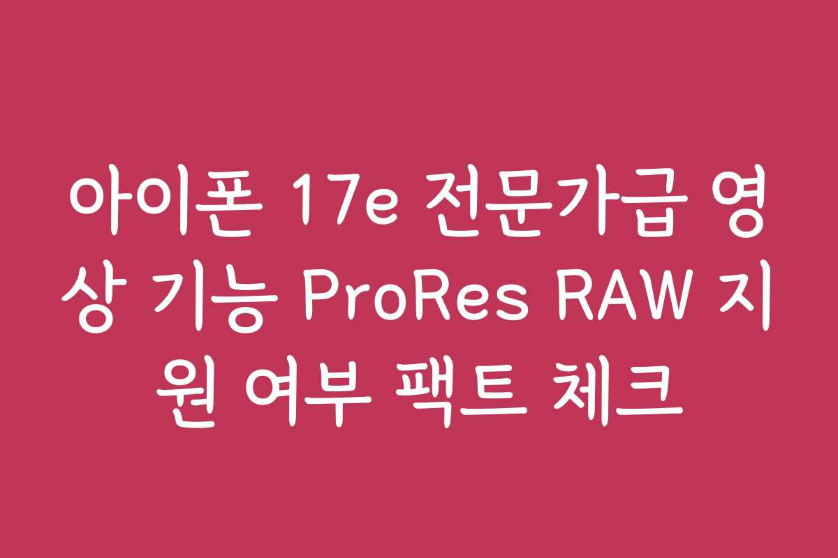 아이폰 17e 전문가급 영상 기능 ProRes RAW 지원 여부 팩트 체크
