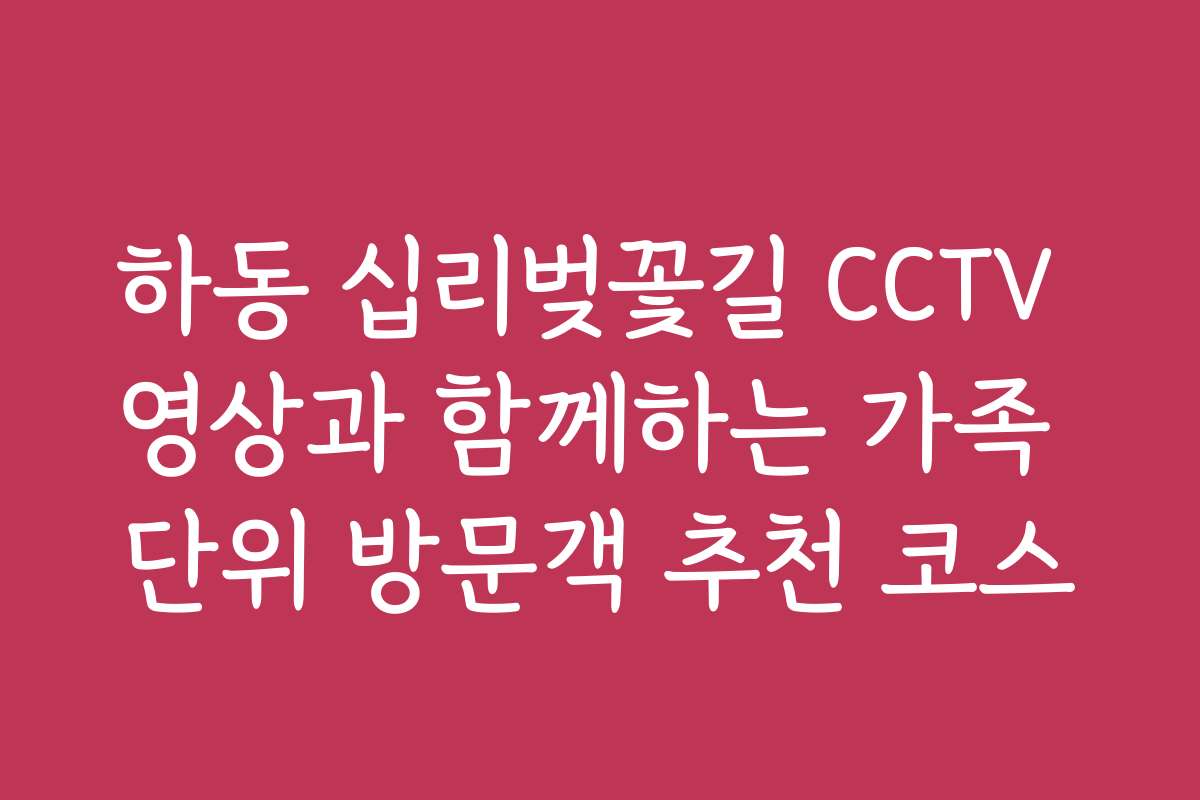 하동 십리벚꽃길 CCTV 영상과 함께하는 가족 단위 방문객 추천 코스