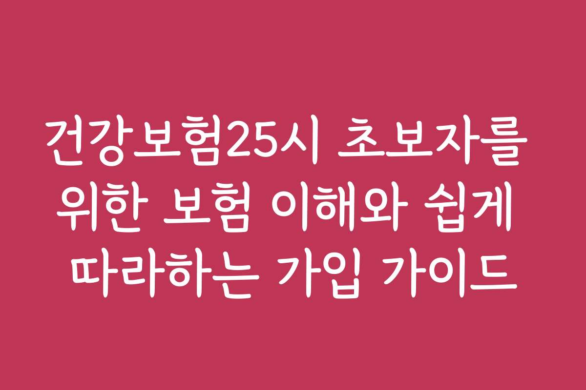 건강보험25시 초보자를 위한 보험 이해와 쉽게 따라하는 가입 가이드