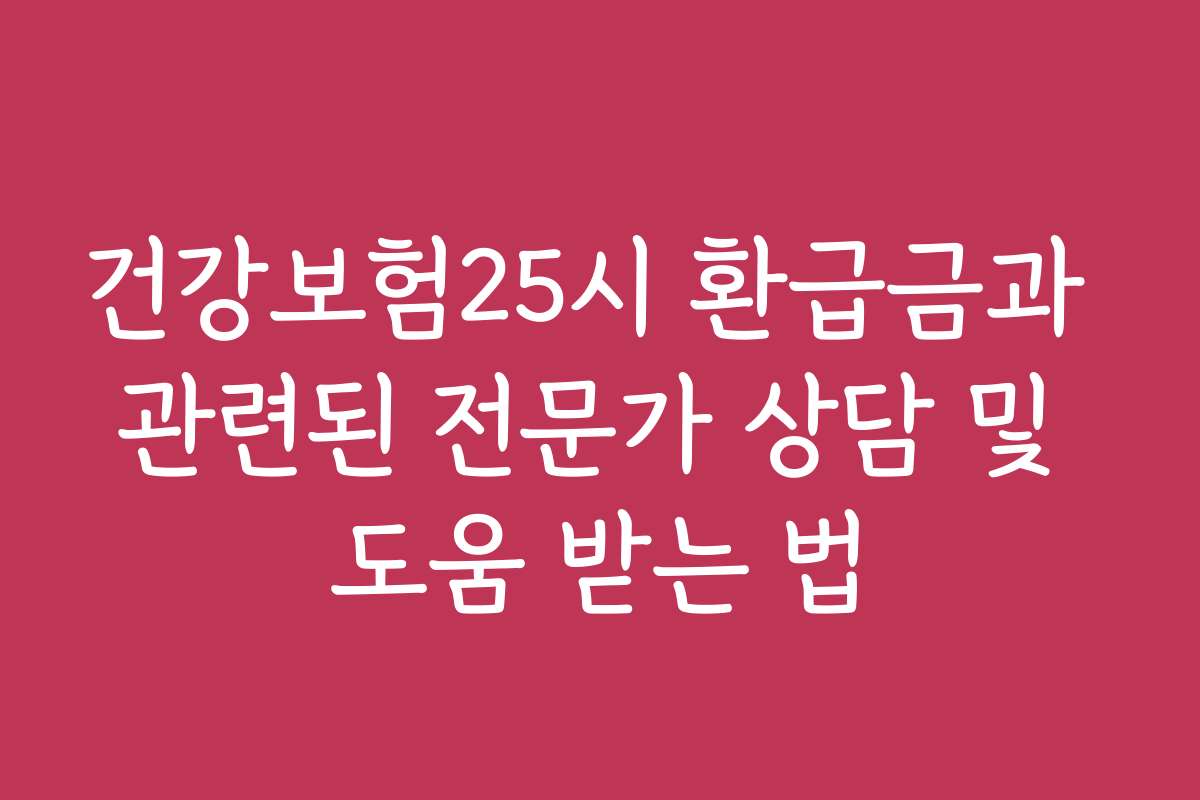 건강보험25시 환급금과 관련된 전문가 상담 및 도움 받는 법