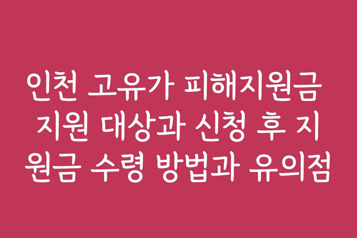 인천 고유가 피해지원금 지원 대상과 신청 후 지원금 수령 방법과 유의점