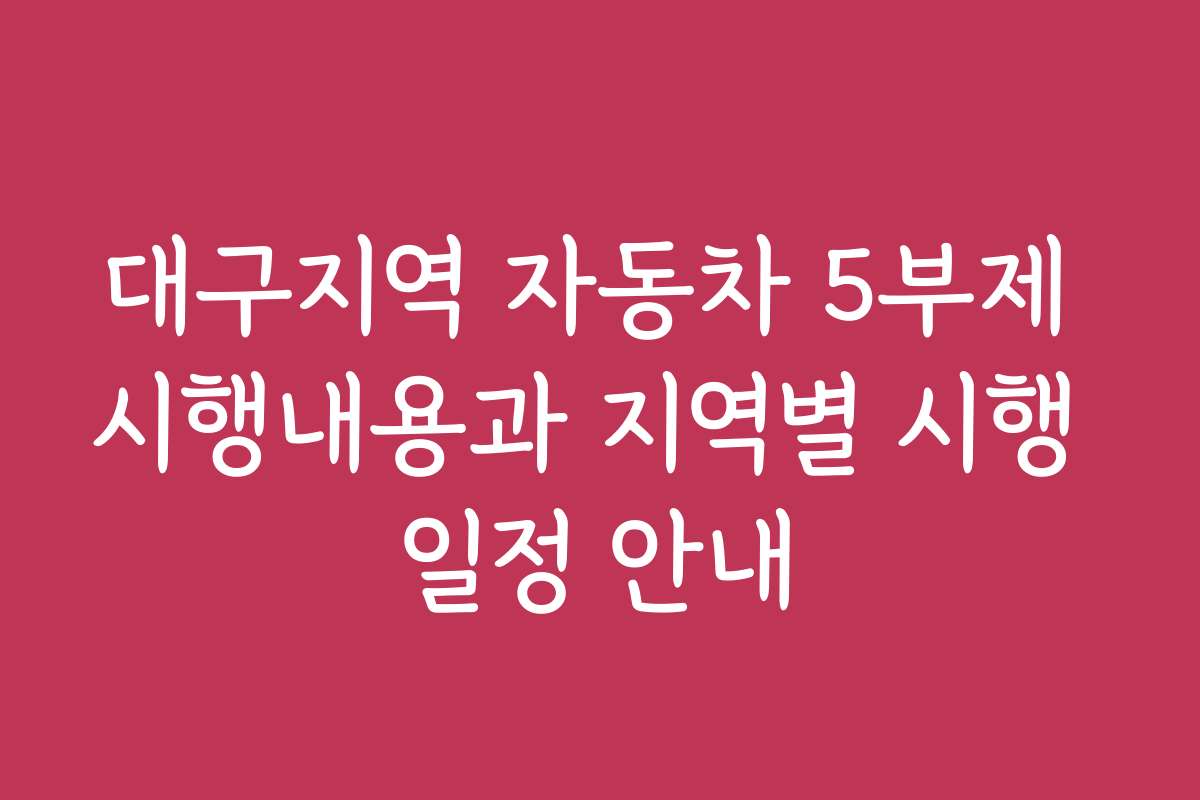 대구지역 자동차 5부제 시행내용과 지역별 시행 일정 안내