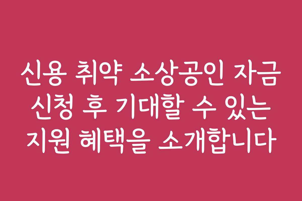 신용 취약 소상공인 자금 신청 후 기대할 수 있는 지원 혜택을 소개합니다