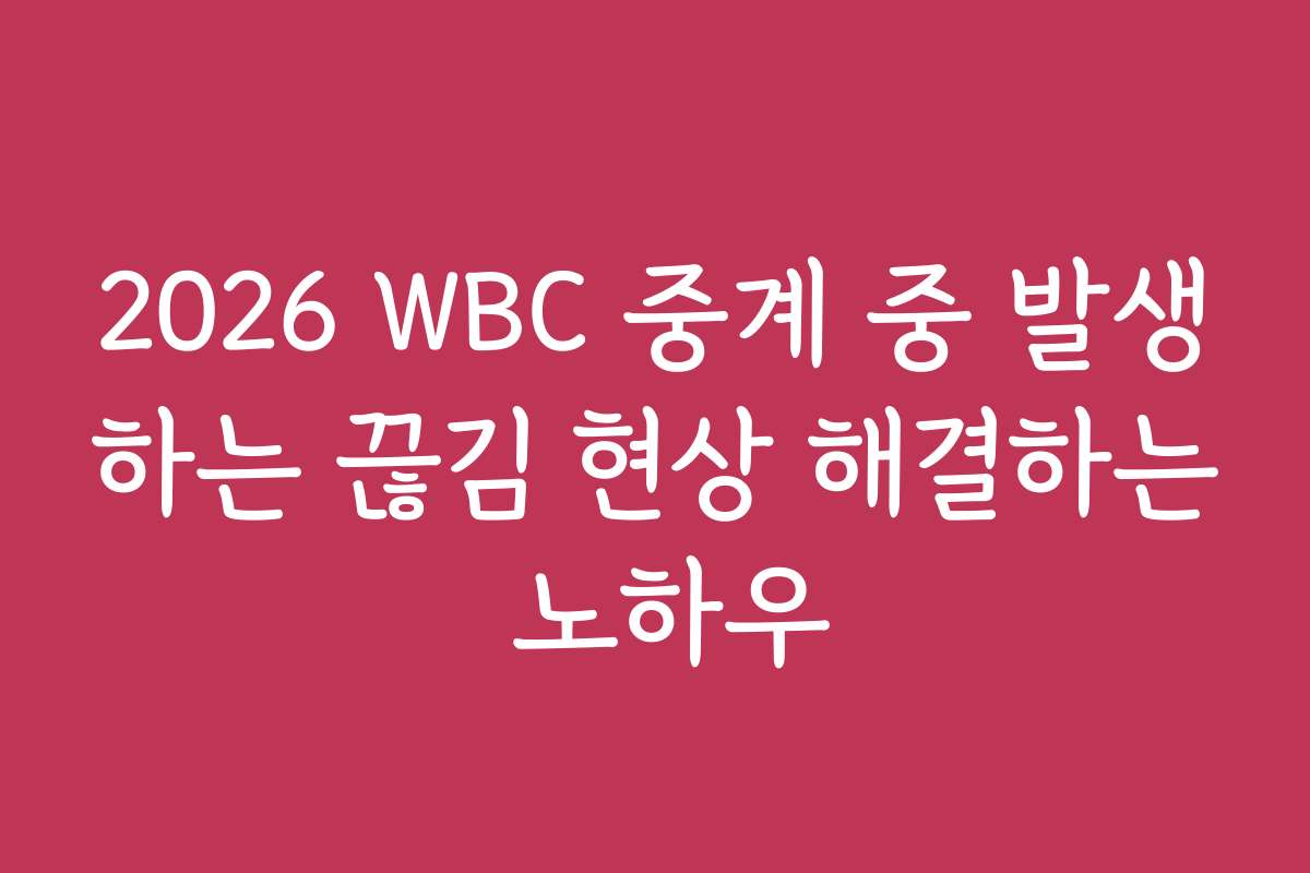 2026 WBC 중계 중 발생하는 끊김 현상 해결하는 노하우