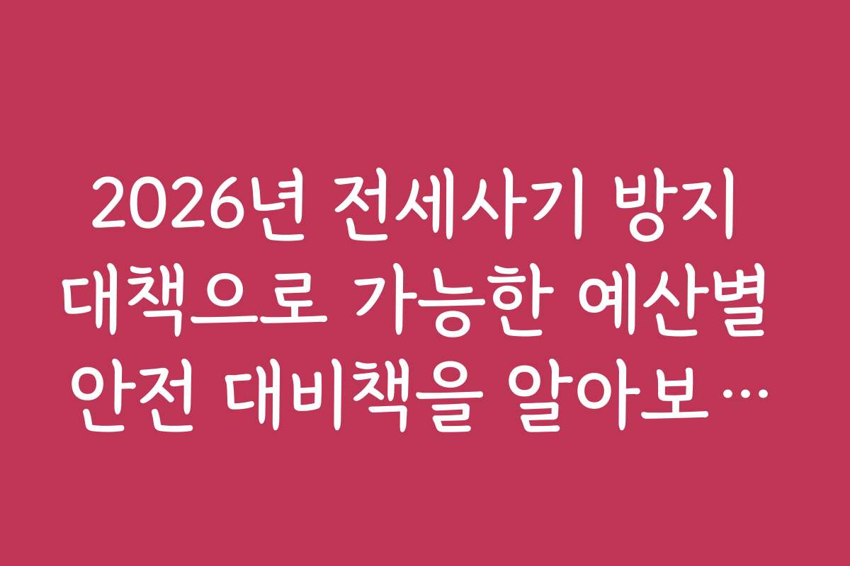 2026년 전세사기 방지 대책으로 가능한 예산별 안전 대비책을 알아보세요