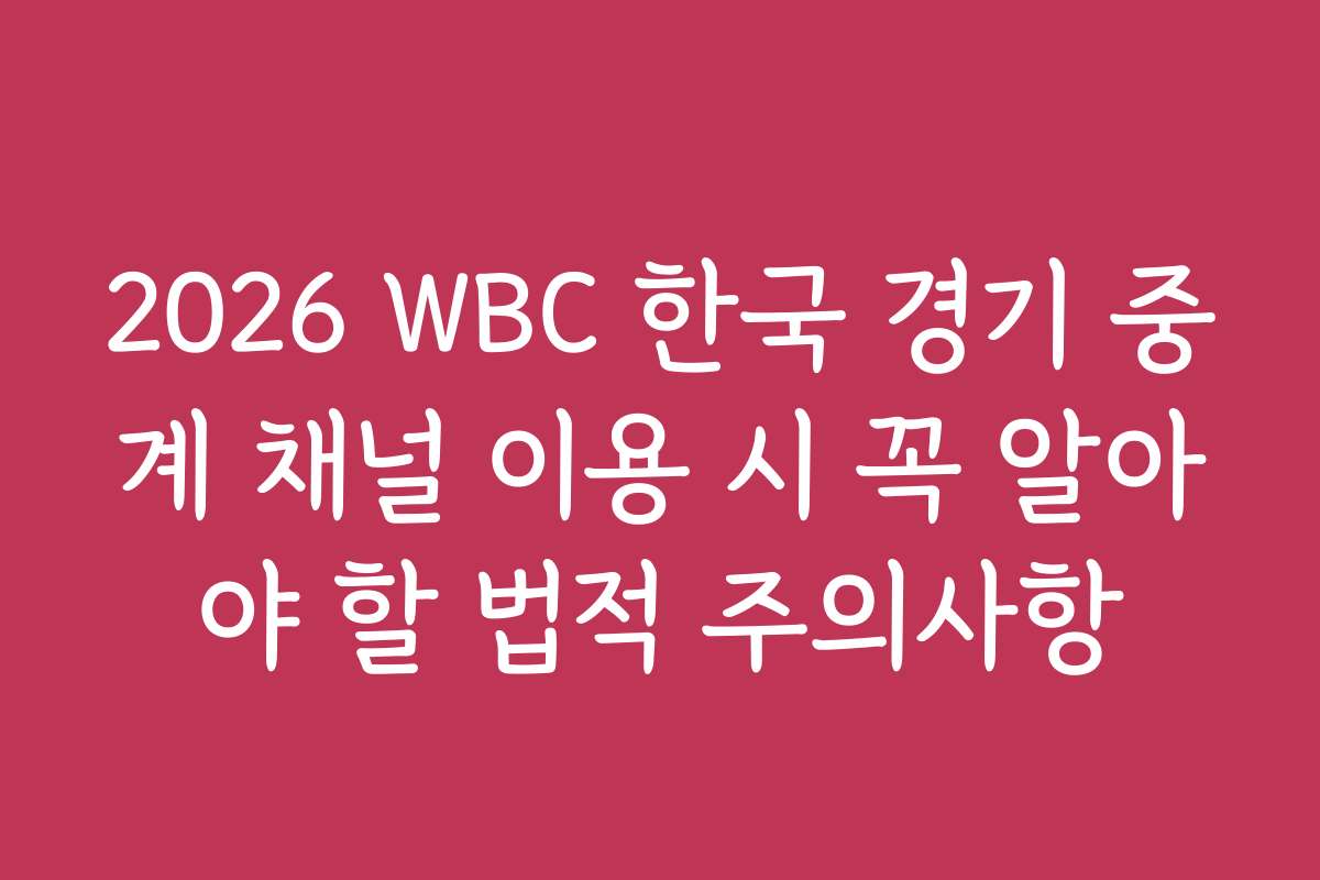 2026 WBC 한국 경기 중계 채널 이용 시 꼭 알아야 할 법적 주의사항