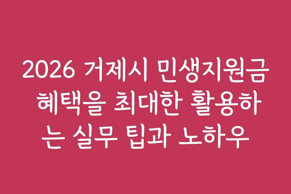 2026 거제시 민생지원금 혜택을 최대한 활용하는 실무 팁과 노하우