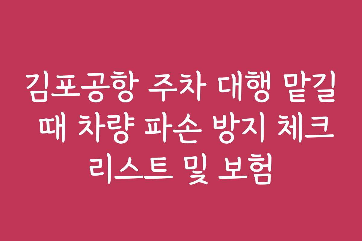 김포공항 주차 대행 맡길 때 차량 파손 방지 체크리스트 및 보험