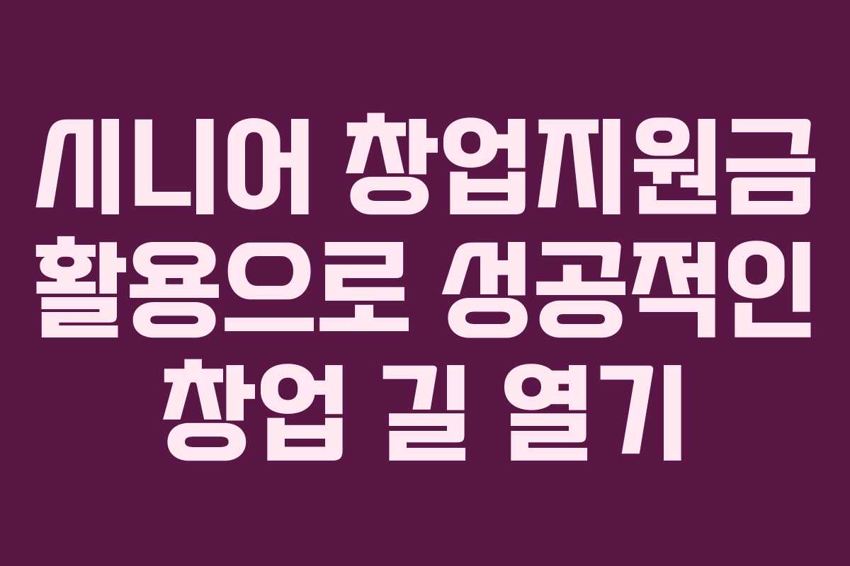 시니어 창업지원금 활용으로 성공적인 창업 길 열기