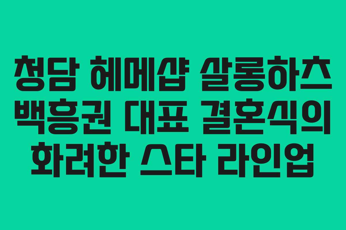 청담 헤메샵 살롱하츠 백흥권 대표 결혼식의 화려한 스타 라인업