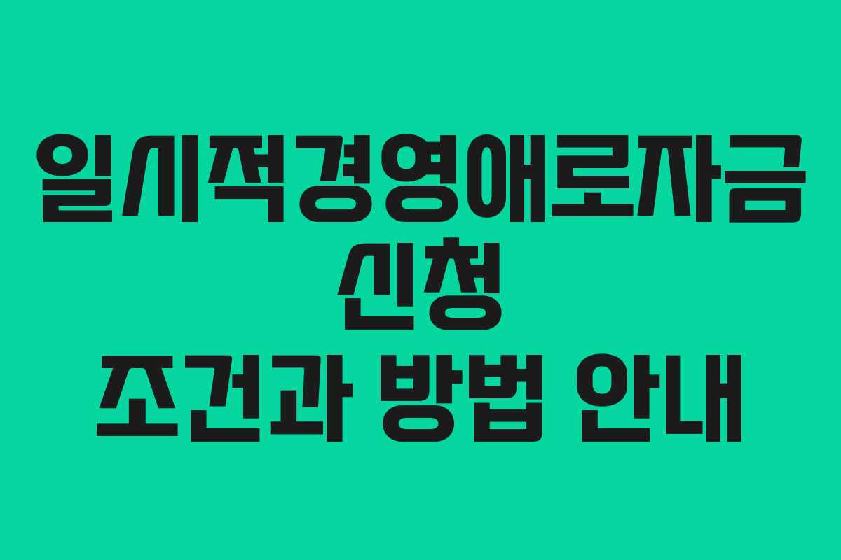 일시적경영애로자금 신청 조건과 방법 안내