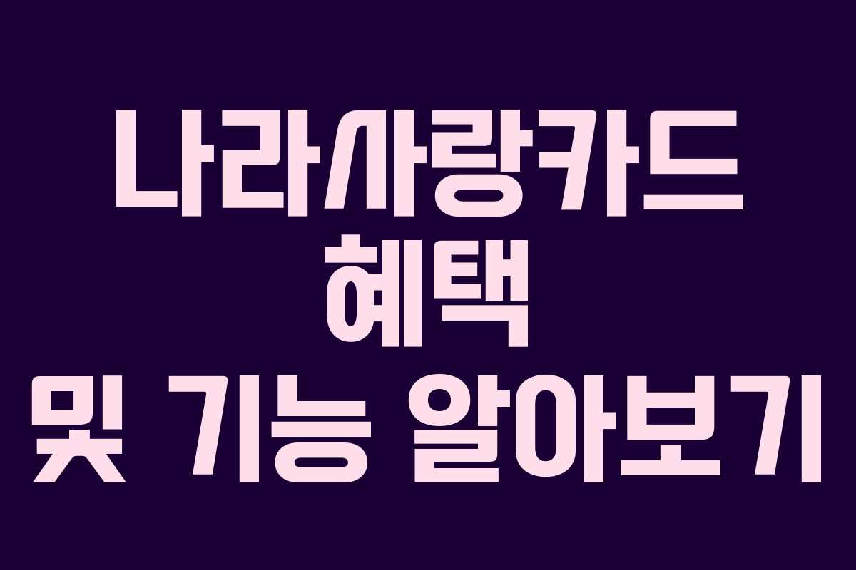 나라사랑카드 혜택 및 기능 알아보기